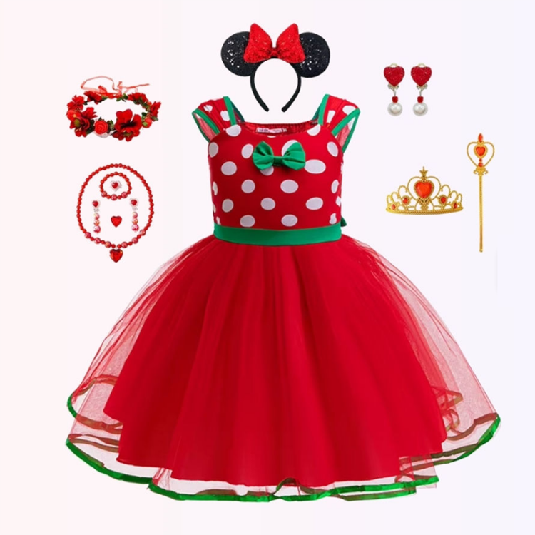 open lace back dress Minnie Mouse Costume Girls Dress up Princess Toddler Cute Polka Dots F –  Babykayla fashion main image 0