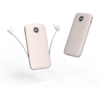 2022 Ramah Lingkungan Jerami Gandum LCD Display Ramping Power Bank Dibangun 3 In 1 Kabel Power Bank 10000Mah Gadget Promosi Portabel