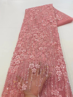 Tissu en dentelle avec paillettes et perles pour robe de mariée Tissu en maille Broderie de paillettes pour robe