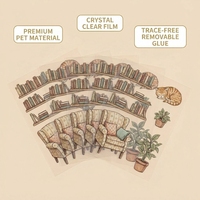 Autocollants 3D personnalisés DIY pour coin lecture, bibliothèque douillette et coin lecture pour chat, anti-stress, en PET, avec faible MOQ et boîte en carton de 350g