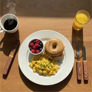 Couteaux et accessoires de cuisine en bois, ensemble de 2 pièces (couteau et fourchette) en acier inoxydable, Cuchillos Knife Messer Set - Product Image 4