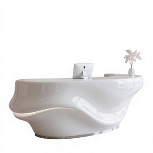 Mostrador de Recepción Extensible Iluminado con LED, Impreso en 3D, Diseño Curvo Moderno para Hoteles, Centros Comerciales y Edificios de Oficinas - Product Image 1