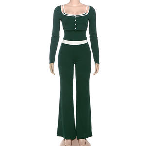 Viviblook Z1201ST01 Nuevo Conjunto de Ropa Casual para Mujer, Camisola, Chaleco, Chaqueta de Manga Larga, Pantalones Ajustados y Acampanados, Conjunto de Tres Piezas - Product Image 3