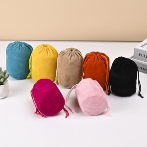 Custom Logo Round Bottom Drawstring Candle Bag for Gift Watch Gift Packaging Velvet <b>Pouch</b> - Product Image 1