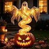 Lámpara de Calabaza Fantasma Giratoria, Decoraciones LED de Halloween para Exteriores |   Luz LED cálida, lámpara fantasma con calabaza - Product Image 1
