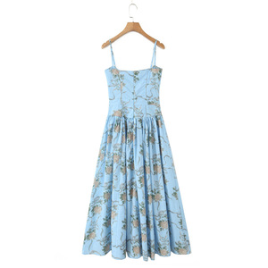 Vestido Largo Elegante GX6611A de <span class=keywords><strong>Alta</strong></span> Calidad, Estilo <span class=keywords><strong>Boutique</strong></span> 2025, Vestido Maxi Estampado para Mujer, Cuello Cuadrado, Sin Mangas - Product Image 4