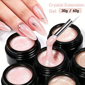 KLANA Gel de construction rapide pour extension d'ongles 30g, Gel sculptant rose pailleté effet cristal pour Nail Art, Gel de construction Flowder Field - Product Image 5