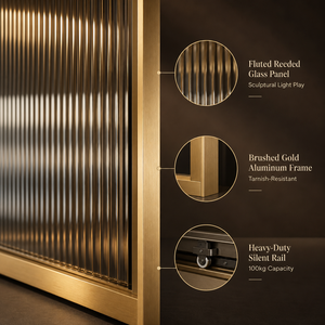 <span class=keywords><strong>Armario</strong></span> Corredizo de Vidrio Acordonado de Lujo Silencioso Personalizado, Marco de Aluminio Dorado, Gabinete de Dormitorio <span class=keywords><strong>Blanco</strong></span> Mate, Venta al por Mayor OEM - Product Image 2