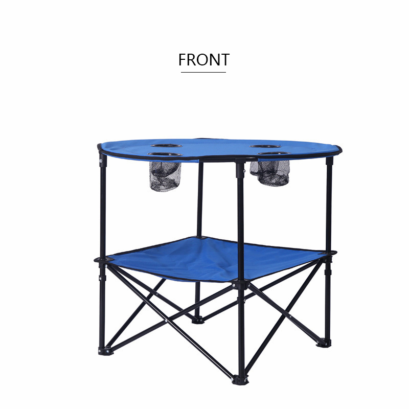 Round Ultralight Oxford Camping Table Chair Set Travel Folding Table With Cup Holder
