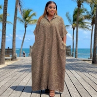 Robe longue ample en rayonne imprimée léopard numérique africain, style caftan tunisien, respirante, lavable, taille unique, idéale pour l'été