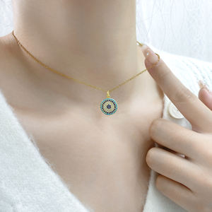 Kalung mata Turki terlaris liontin perhiasan 925 perak murni biru pirus zirkon mata jahat kalung untuk wanita - Product Image 3