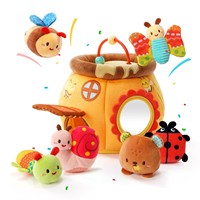 Mi Primer Set de Juguetes de Peluche Casa de Hongos, Set de Juego Sensorial Educativo Montessori de Animales del Bosque de Peluche