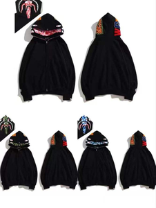 26 Double Cap Cross-Border Foreign Dropshipping BA <span class=keywords><strong>Shark</strong></span> Ape Head 3D Printed Zipper Hoodie Trendy Brand Loose Camouflage Winter - Product Image 1