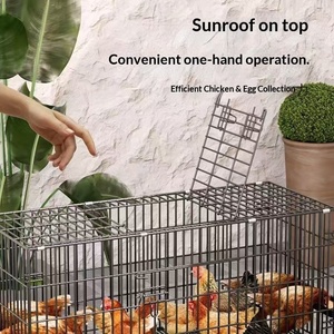 Portable Small Animal <strong>Cage</strong> Movable Rabbit Hutch Duck Coop <strong>Extra</strong> <strong>Large</strong> Chicken Coop Folding Chicken <strong>Cage</strong> With Egg Holder - Product Image 3