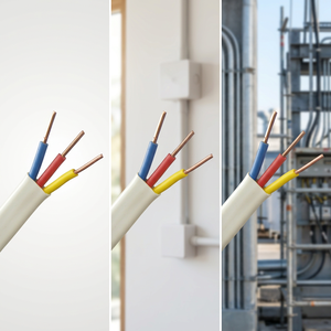 Cable Plano de PVC con Doble Conductor de Cobre Trenzado 2x1.0+1.0mm 300/500V, Blindado con PE, Cubierta Negra/Gris para Video, TV, Radio y Datos - Product Image 4