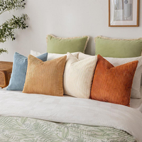 Housse de coussin courte en velours côtelé uni rayé amovible, style européen, pour canapé et chambre à coucher, vente en gros