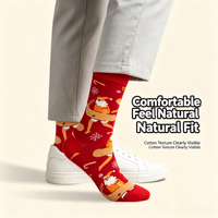 Chaussettes d'été en coton jacquard pour homme, motif Père Noël sur surf, 200N, amusantes, tropicales, Noël, pingouin, renne, motifs variés, pour les fêtes