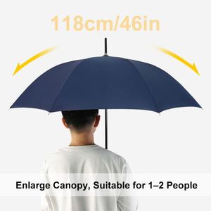 Parapluie droit automatique d'extérieur à couche unique, résistant à la pluie et au vent, avec cadre en fibre de verre et impression de logo personnalisée - Product Image 3