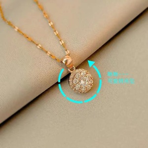 Collar giratorio de acero de titanio para mujer, con forma de bola, con circonitas engastadas, cadena para clavícula, joyería para fiesta - Product Image 2