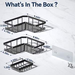 มุมกาวแคดดี้อาบน้ําโลหะกันสนิมห้องน้ําไม่มีการเจาะติดผนังชั้นวางห้องน้ํา - Product Image 5