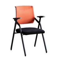 Chaise de formation et de réunion pliable en maille avec tablette d'écriture, accoudoirs rotatifs et empilables, structure métallique pour bureaux et salles de conférence