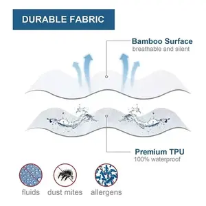 Protège-matelas imperméable en bambou, taille double, matelassé, lavable en machine, protection de lit toutes saisons - Product Image 6