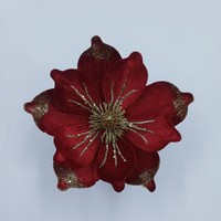 Fleur de pivoine artificielle haut de gamme en tissu, ornée de sequins, décoration florale, style vintage européen et américain, Noël