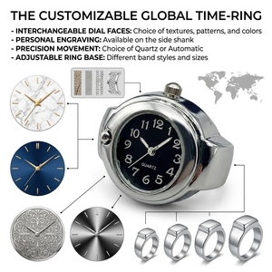Trendy Fashion Ring <strong>Watch</strong> <strong>Rose</strong> <strong>Gold</strong> Plated Quartz Dial Minimalist Design Adjustable Elastic Band Finger <strong>Watch</strong> for Women Gift - Product Image 2