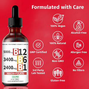 Vitaminas <span class=keywords><strong>B</strong></span> Complex Vitamin <span class=keywords><strong>B12</strong></span> + B6 Suplementos sublinguales Gotas líquidas todo en 1 con <span class=keywords><strong>B12</strong></span> B6 B1 inmunológico y para el metabolismo energético - Product Image 3