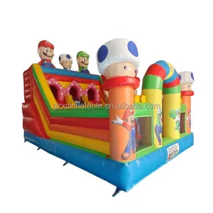 상업용 PVC 피규어 애니메이션 슈퍼 마리오 테마 풍선 점프 탄력 집 대여 어린이를위한 풍선 바운서 슬라이드