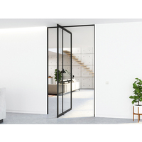 Porte pivotante en verre avec cadre en acier moderne et minimaliste EPOLYS pour l'intérieur des villas - Insonorisée et écoénergétique, garantie 5 ans