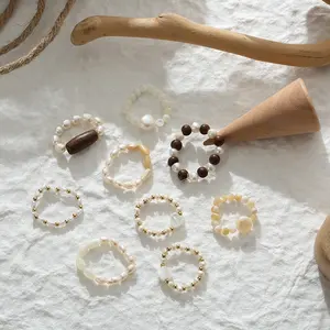 Huujuhu — bague en perles d'eau douce, anneau naturel, ajustable, bijoux, cadeau de fête, nouvelle mode, pour filles