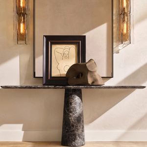 Consolle Decorativa per <span class=keywords><strong>Ingresso</strong></span> Hotel KUMUSI in Pietra Naturale con Piano in Marmo Nero Antico, Dimensioni Personalizzabili, per <span class=keywords><strong>Soggiorno</strong></span> Villa - Product Image 1