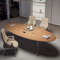 Table de conférence ovale moderne minimaliste en MDF, ensemble chaise et bureau pour discussion et formation, idéal pour petite salle de réunion ou réception
