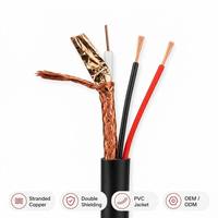 Cable Coaxial RG59+2C con Conductor Sólido, Revestimiento de PVC LSZH, Resistencia de 50/75 Ohmios, 1 Conductor para Alimentación, CCTV y Seguridad