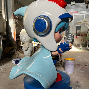 Escultura de Policía de Dibujos Animados, Figura Decorativa de Fibra de Vidrio para Montar en el Suelo Exterior - Product Image 4