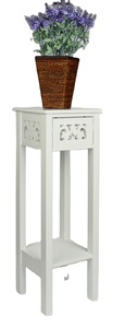 Mesa Auxiliar de Madera Rústica Tallada con Tapa de MDF Blanca para Sala de Estar o Dormitorio, Mesa de <span class=keywords><strong>Noche</strong></span>, <span class=keywords><strong>Mesita</strong></span> de <span class=keywords><strong>Noche</strong></span>, Gabinete de <span class=keywords><strong>Noche</strong></span>, Blanco - Product Image 6
