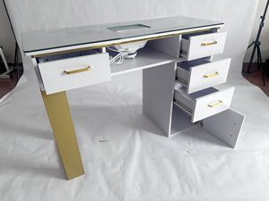 Muebles Modernos para Salón de Belleza, Mesa de Manicura Individual Blanca con Colector de Polvo - Product Image 5