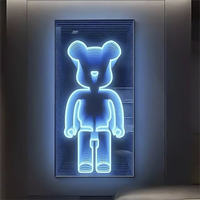 Miroir infini personnalisé avec figurine de dessin animé, miroir abyssal, miroir mural LED infini, ours en peluche, enseignes décoratives au néon