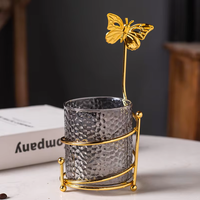 Support de rangement en verre pour cuillères à café et fourchettes, design créatif de luxe, avec logo personnalisé, transparent, ambre, gris, pour la cuisine - Vente en gros