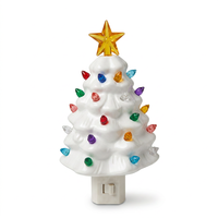 Sapin de Noël en céramique lumineux à LED, fonctionnant sur piles, veilleuse pour la décoration de table de Noël à la maison