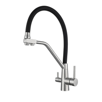 Vente d'usine Robinet de cuisine en acier inoxydable 304 Double poignée 3 voies Purificateur d'eau Robinet de cuisine avec eau potable purifiée