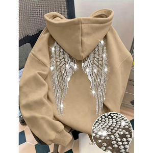 Nouveauté 2026 : Sweat-shirts à capuche unisexe avec strass et ailes, style européen et américain, à manches longues, pour hommes et femmes - Product Image 5