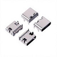Conector USB 3.1 Tipo C Hembra de 6 Pines con Carcasa de Acero Inoxidable, Conector de Alimentación de Carga Rápida para PCB, Disponible en Stock del Fabricante