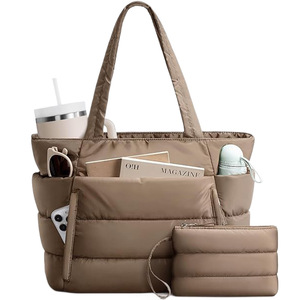 Sac fourre-tout matelassé pour femme, grande capacité, multi-compartiments avec porte-monnaie, usage quotidien, noir - Product Image 5