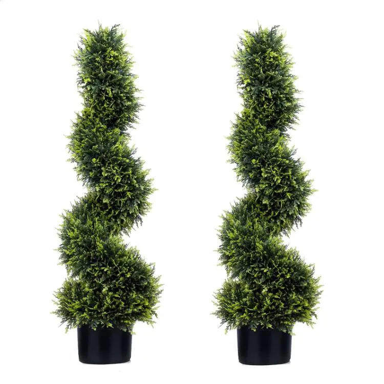 3 Foot Artificial Cypress Spiral Tree Potted Artificial Plants Fake Green Boxwood Topiary Bonsai Tree For Indoor Outdoor Decor