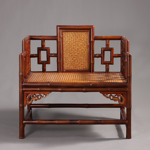 Ming Style Bamboo Armchair Red Bamboo Handmade Chinese Antique Fretwork <b>Chair</b> Living Room <b>Chair</b> - Product Image 1