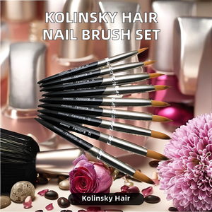 Haute Qualité Kolinsky Cheveux Plats Nail Art Outils De Luxe Ovale Acrylique Brosse Ensemble avec Virole Sertie pour Salons De Manucure - Product Image 2