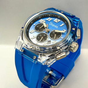 Orologio da Polso Cronografo da Uomo Originale Nuovo Arrivo 2026 con Numeri Arabi, Quadrante Blu, Impermeabile e Luminoso, Cinturino in Silicone - Product Image 2