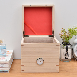 Caja de almacenamiento de té de madera con higrómetro, contenedor rectangular de madera contrachapada para té suelto, para uso artesanal y regalo de té Pu Erh - Product Image 1